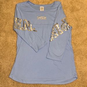 PINK women shirt w/ sequin sleeves